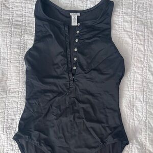 Andie Black Snap-Placket One-Piece Swimsuit